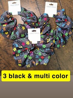 Fashion Scrunchies with Multicolored Monogram